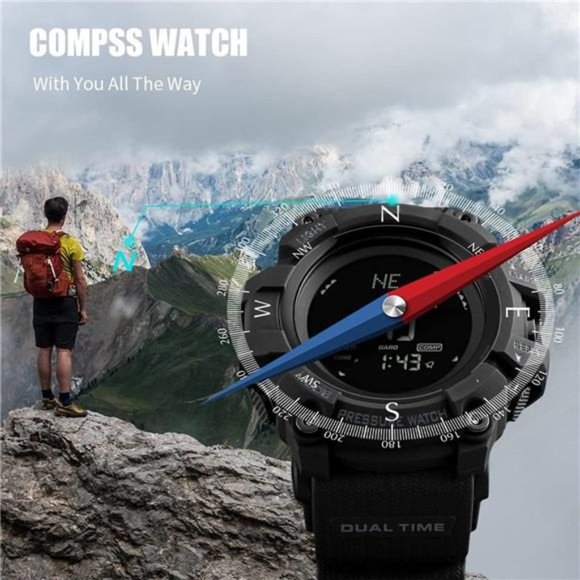 Watch Compass, Altimeter Barometer Thermometer Temperature, Pedometer Watch - Picture 6 of 7